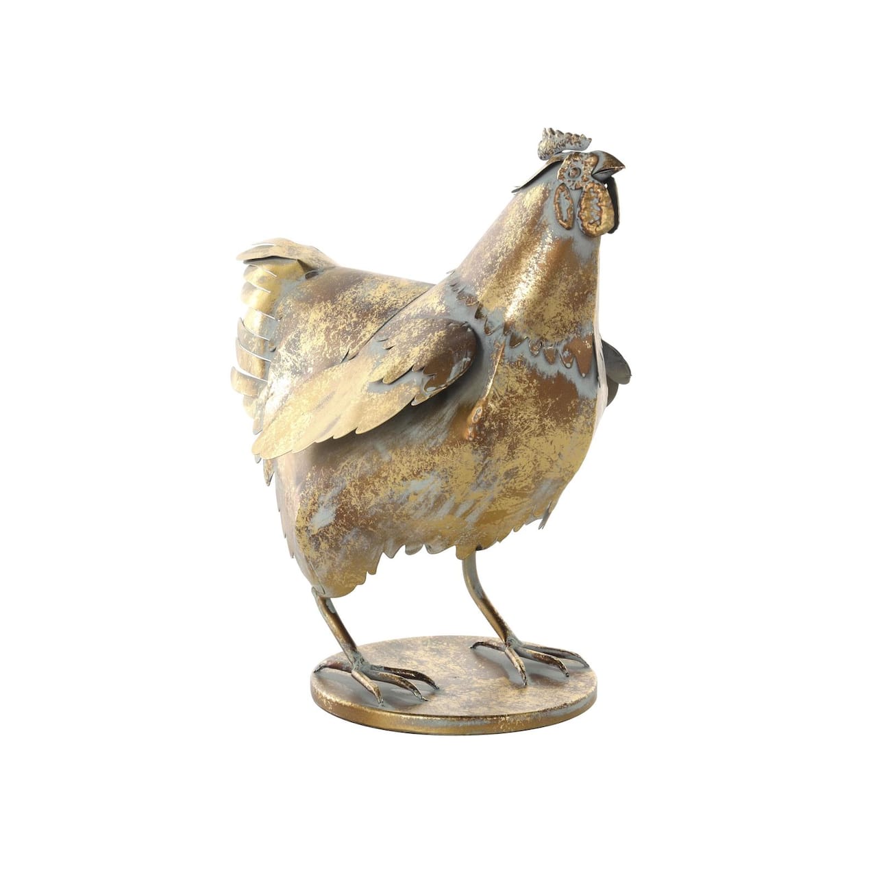 13.25" Bronze Patina Chicken Metal Garden Sculpture
